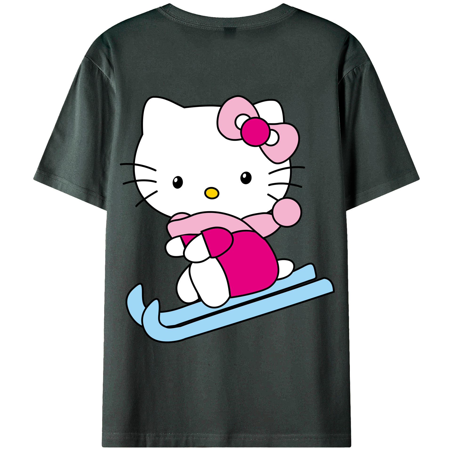 （画像用） Hello Kitty ハローキティ 綿100％ メンズ半袖Tシャツ（バックプリント） 通気性